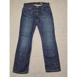 7‎ For All Mankind Slim Straight Jeans Womens 24 Dark Wash Stretch Denim Blue